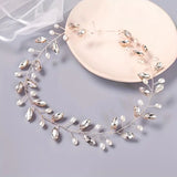 Elegant Handmade Pearl & Crystal Bridal Headband -  Rhinestone Hair Vine for Weddings