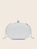 Glittering Night Glam Rhinestone Clutch Bag Silver