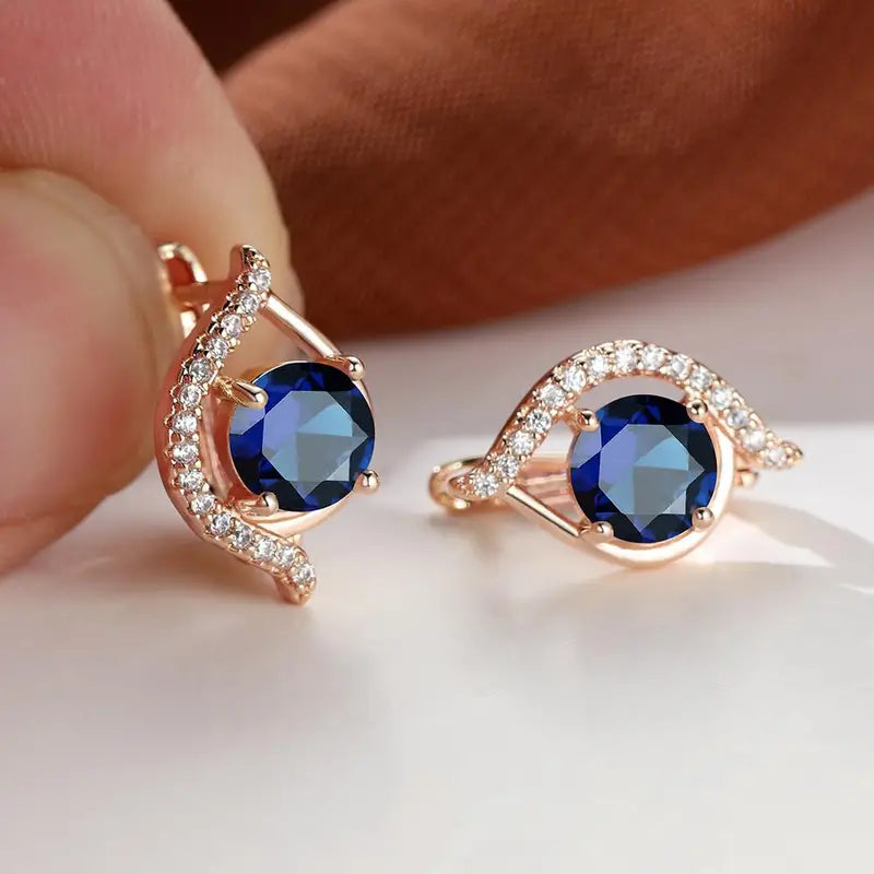 8 Different Color round Cut Stone Earrings gold – Lisa