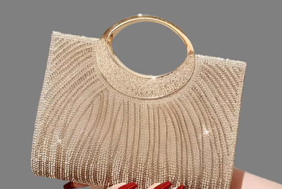 Glittering Night Glam Crystal Clutch Bag Gold