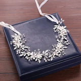 Elegant Leaf & Crystal Bridal Headband -  Rhinestone Hair Vine