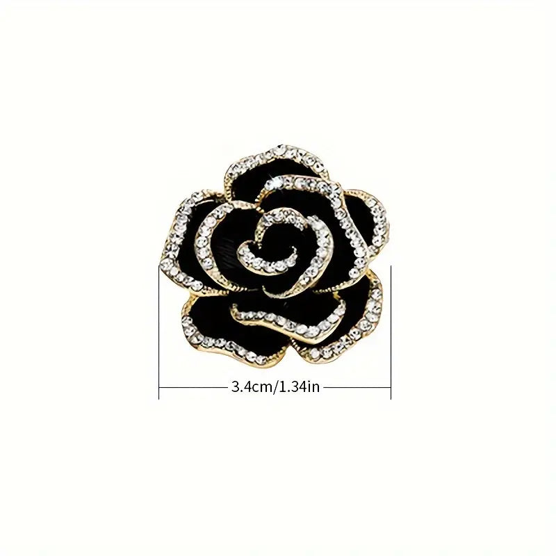 Crystal Red Rose Brooch Pin For Women – Enamel Rhinestone Floral Brooch For Weddings, Parties & Gifts