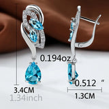 Crystal Dangle Earrings Aqua Blue