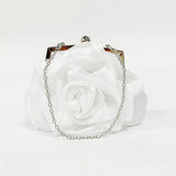 Light Grey Clutch Bag, Rose Blossom Design detachable chain Evening bag