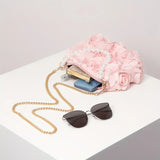 Elegant Rose Design Shoulder Chain Bag/clutch Light Pink