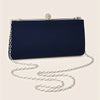Women's Elegant Rhinestone-Adorned Evening Clutch Handbag with Detachable Strap & Closure - Sparkling Navy