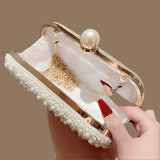 Pearl Embellished Evening Clutch Bag