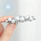 Vintage Large Faux Pearl Hair Clip Shiny Rhinestone