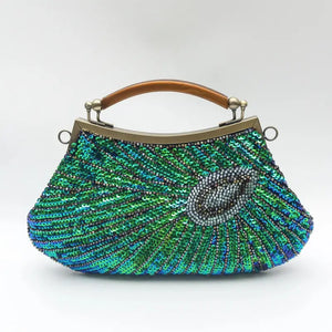 Peacock Feather Sequins Evening Bag