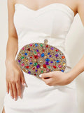 Glittering Night Glam Rhinestone Clutch Bag Violet Purple