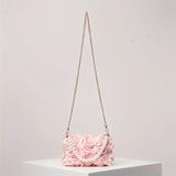 Elegant Rose Design Shoulder Chain Bag/clutch Light Pink