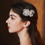 1pcs Elegant Flower Hair Side Comb Gold and Silver