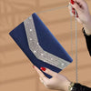 Luxurious Navy and Rhinestone Women's Clutch Bag - Envelope Style