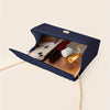 Elegant Navy Ruched Clutch Bag with Detachable Strap