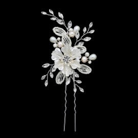 Crystal and pearl floral hairpins 61400