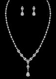 CZ Silver Drop Necklace Set N-4012