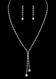 CZ Baguette Double Strand Drop Necklace Set N-6200