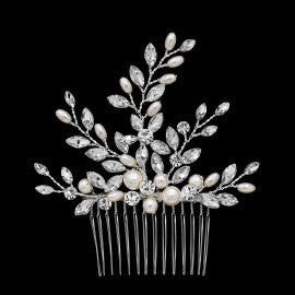 Crystal and pearl floral Hair comb