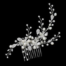 Crystal and pearl floral Hair comb
