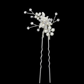 Crystal and pearl floral hairpins 009/P