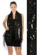 Peacock Feather Sequin Shawl Black