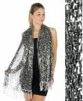 Oblong sequin Party Shawl Black/Silver