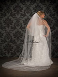 Beaded edge wedding veil V-796