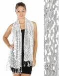 Oblong sequin Party Shawl White