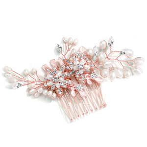 Silver Crystal and Pearl Hair Comb 4168