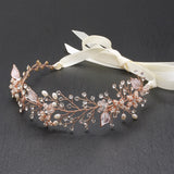 Best-Selling Bridal Headband with Hand Painted Rose Gold and Silver Leaves