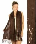 Raindrop Sequin Knit Shawl Brown