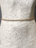 Slender Gold Bridal Belt with Austrian Crystals & Ivory Ribbon 4610BT-I-G
