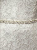 Ivory Pearl and Austrian Crystal Bridal Belt with Ribbon 4614BT-I-S