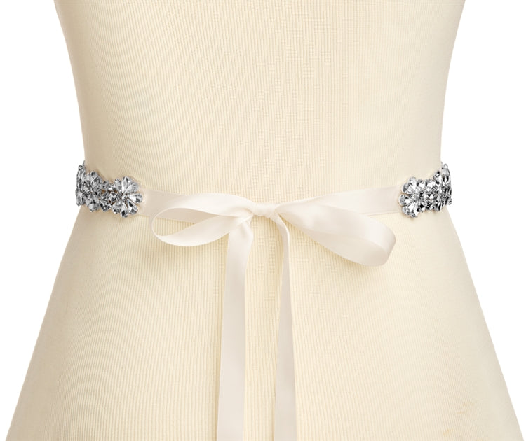 Luxe Clear Crystal Bridal Belt with Pear Shaped Clusters on Ivory Ribb –  Lisa Marie's Boutique