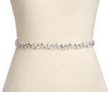 Floating Pearls and Marquis Crystals Wedding Belt on Ivory Ribbon 4661BT-I-CR-S