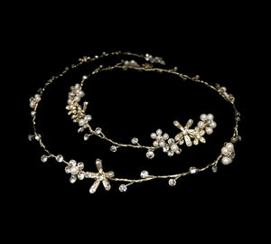 Gold, crystal and pearl floral vine  headpiece/belt  B-4361
