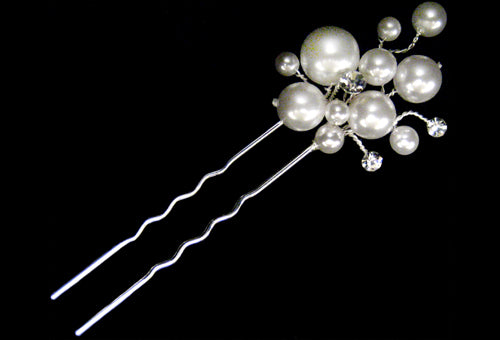 Fresh Water Pearl Ivory and Silver Hair Pin