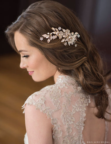 Brilliant comb branching rhinestone leaves&flowers Amazon.com: ALILANG Silvery Tone Rhinestone Flowers and  main image 3