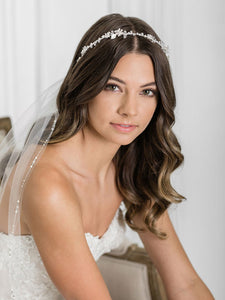 Charming headband dainty flowers and leaves accented with crystal 6927