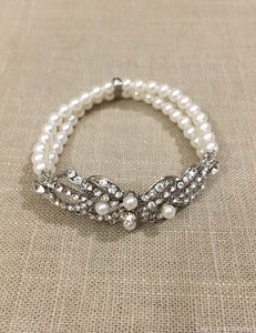 Rhinestone and pearl stretch Rose Gold bracelet