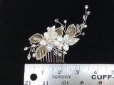 Shell flower hair comb with freshwater pearls and crystals