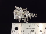 Leafy pearl and crystal hair clip