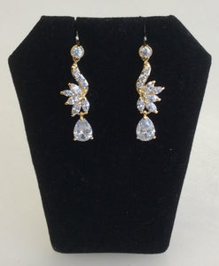 Gold CZ dainty dangle earrings