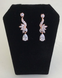 Rose Gold CZ dainty dangle earrings