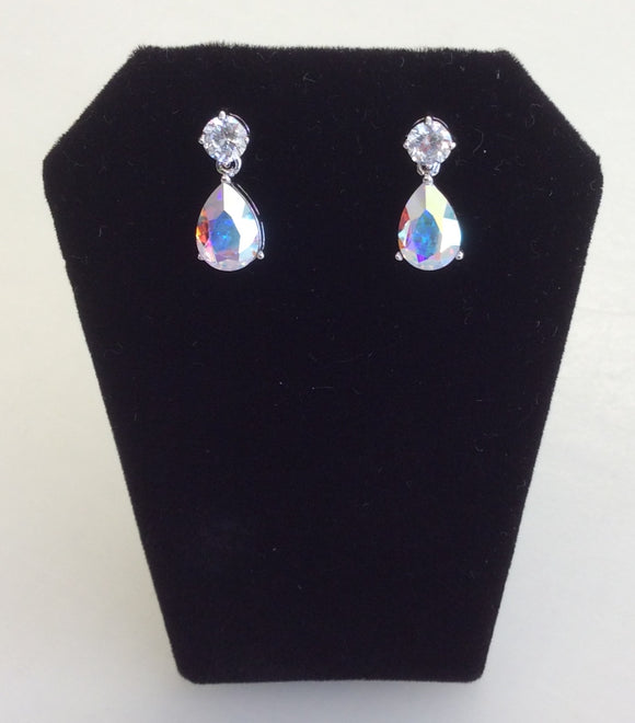 Aurora Borealis CZ small teardrop earrings