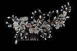 Rose gold, crystal and floral comb S-2741RD