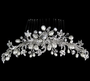 Pearl and  crystal Hair comb TL-107