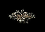 Rose gold, crystal, pink pearl floral hair comb TL-283