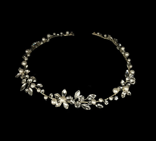 Gold, Pearl and crystal floral headband/belt TL-287