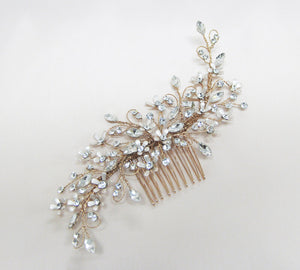 Rose gold and crystal hair comb TL-331